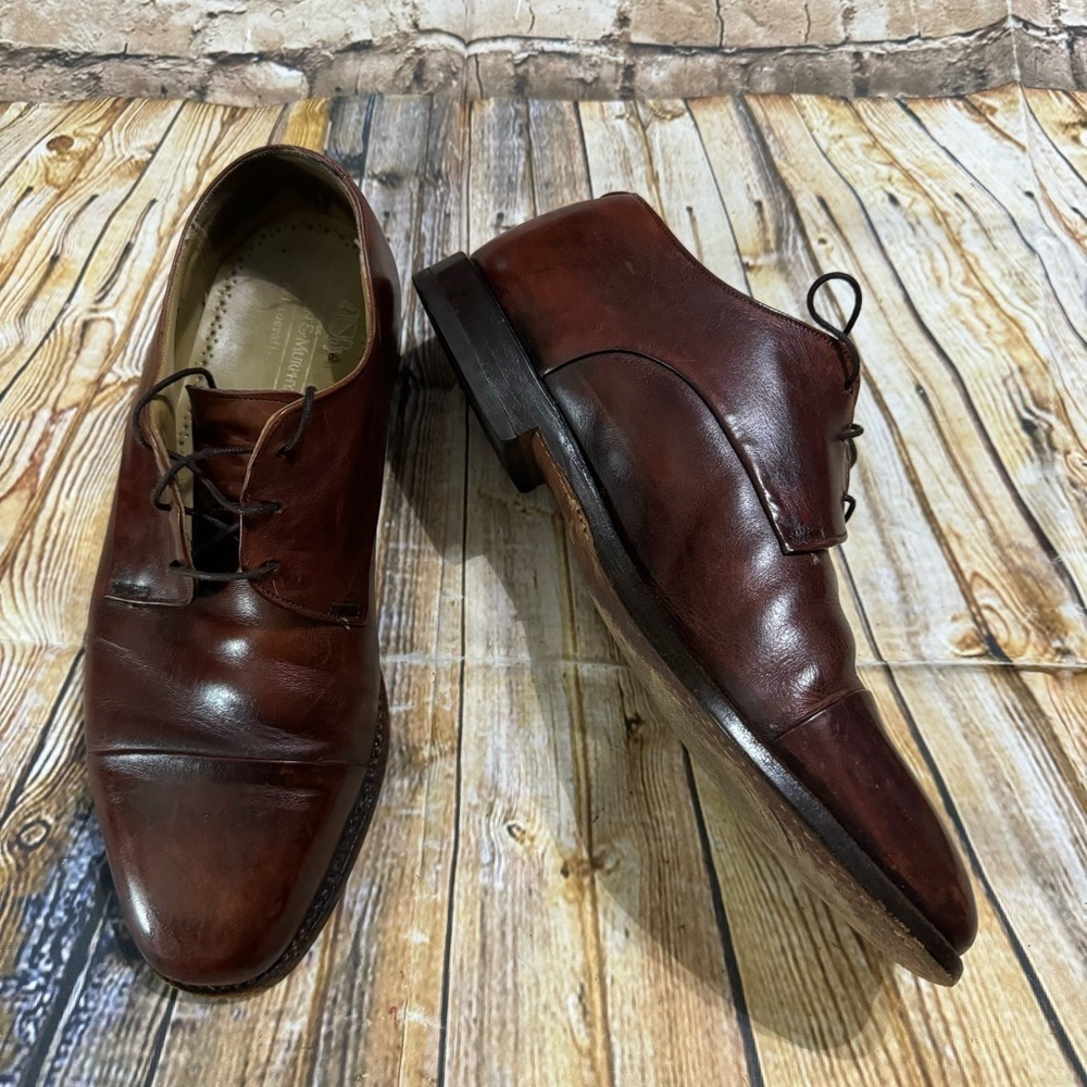Johnston & Murphy Meade Plain Toe Leather Oxfords Mens Size 9.5